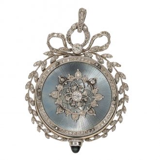 Swiss 18 carat gold and platinum pendant watch Circa 1920