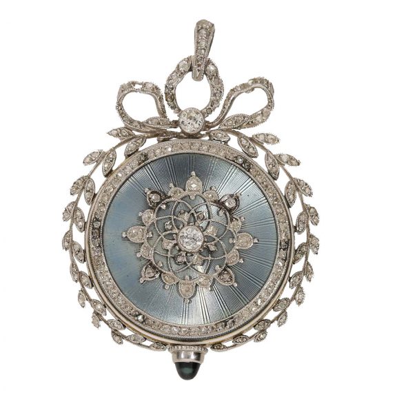 Swiss 18 carat gold and platinum pendant watch Circa 1920 Swiss 18 carat gold and platinum pendant watch Circa 1920