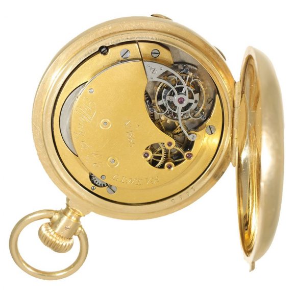 Swiss 18 carat gold and enamel watch with tourbillon Circa 1873 Swiss 18 carat gold and enamel watch with tourbillon Circa 1873