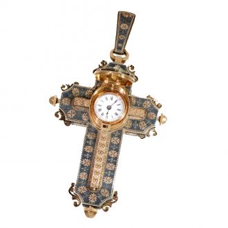 Swiss 18 carat gold pendant form watch set with diamonds Circa 1880