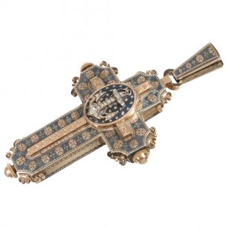 Swiss 18 carat gold pendant form watch set with diamonds Circa 1880