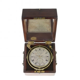 Small English marine chronometer in original box Circa 1850