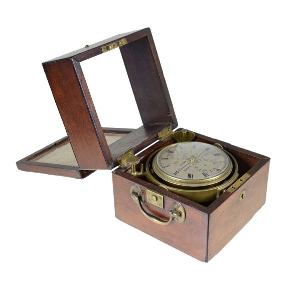 Small English marine chronometer in original box Circa 1850 Small English marine chronometer in original box Circa 1850