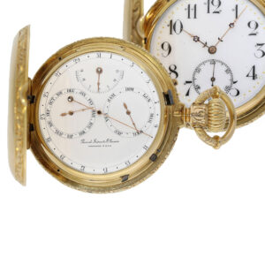 Swiss 18 Carat gold astronomical pocket watch with two dials Circa 1875