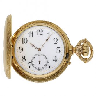 Swiss 18 Carat gold astronomical pocket watch with two dials Circa 1875