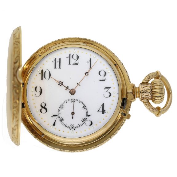 Swiss 18 Carat gold astronomical pocket watch with two dials Circa 1875 Swiss 18 Carat gold astronomical pocket watch with two dials Circa 1875