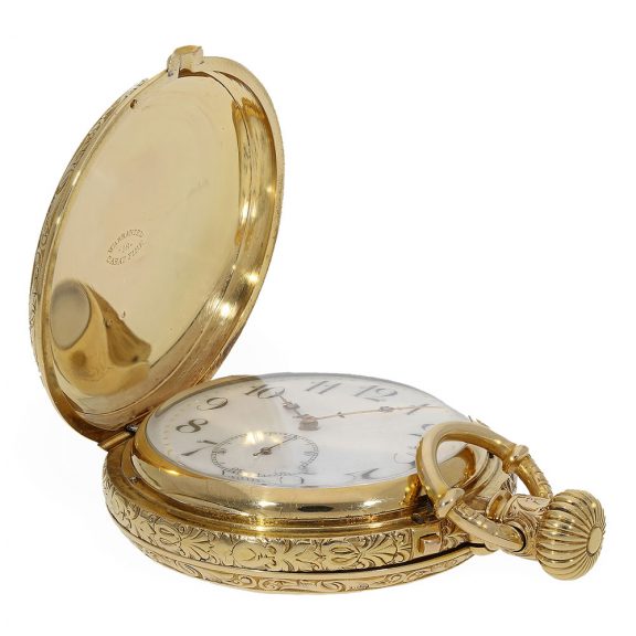 Swiss 18 Carat gold astronomical pocket watch with two dials Circa 1875 Swiss 18 Carat gold astronomical pocket watch with two dials Circa 1875