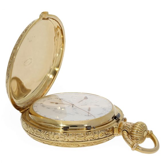 Swiss 18 Carat gold astronomical pocket watch with two dials Circa 1875 Swiss 18 Carat gold astronomical pocket watch with two dials Circa 1875