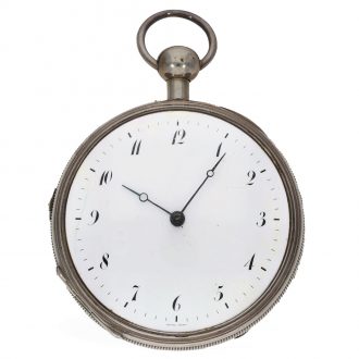 French silver large cylinder clock with repetition Circa 1800