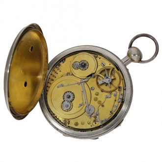 French silver large cylinder clock with repetition Circa 1800