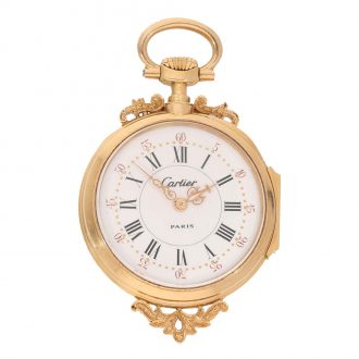 French 18 carat gold pocket pendant watch with stone decoration Circa 1890
