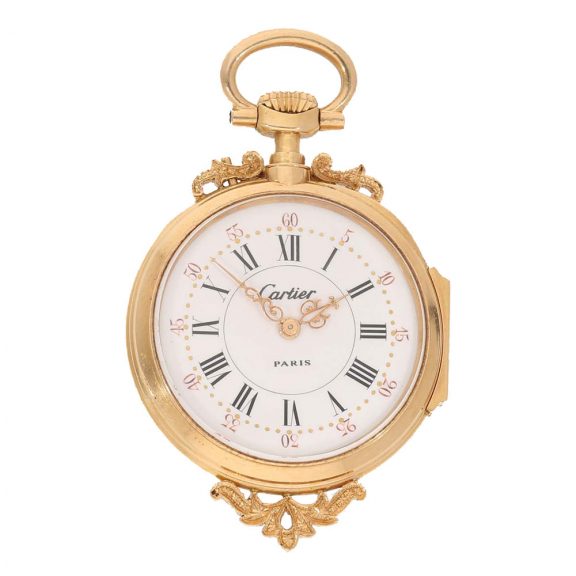 French 18 carat gold pocket pendant watch with stone decoration Circa 1890