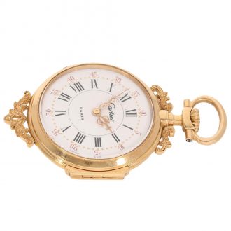 French 18 carat gold pocket pendant watch with stone decoration Circa 1890