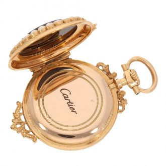 French 18 carat gold pocket pendant watch with stone decoration Circa 1890