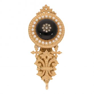 French 18 carat gold pocket pendant watch with stone decoration Circa 1890