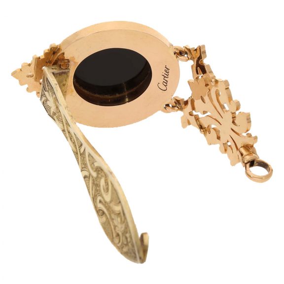 French 18 carat gold pocket pendant watch with stone decoration Circa 1890 French 18 carat gold pocket pendant watch with stone decoration Circa 1890