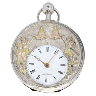 French silver verge watch with decentralized dial Circa 1820