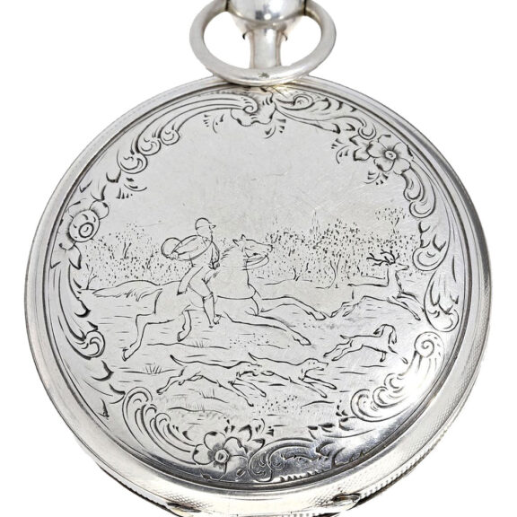 French silver verge watch with decentralized dial Circa 1820 French silver verge watch with decentralized dial Circa 1820