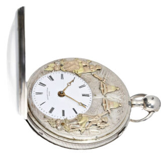 French silver verge watch with decentralized dial Circa 1820
