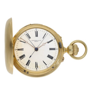 Swiss 18 Carat gold full hunter cased watch with minute repeater Circa 1860