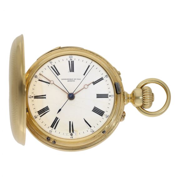 Swiss 18 Carat gold full hunter cased watch with minute repeater Circa 1860