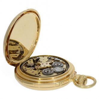 Swiss 18 Carat gold full hunter cased watch with minute repeater Circa 1860