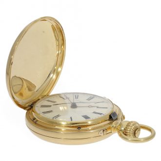 Swiss 18 Carat gold full hunter cased watch with minute repeater Circa 1860