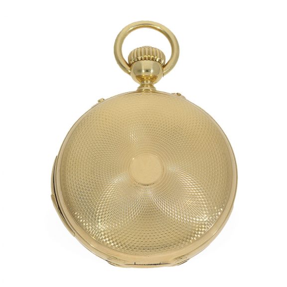 Swiss 18 Carat gold full hunter cased watch with minute repeater Circa 1860 Swiss 18 Carat gold full hunter cased watch with minute repeater Circa 1860