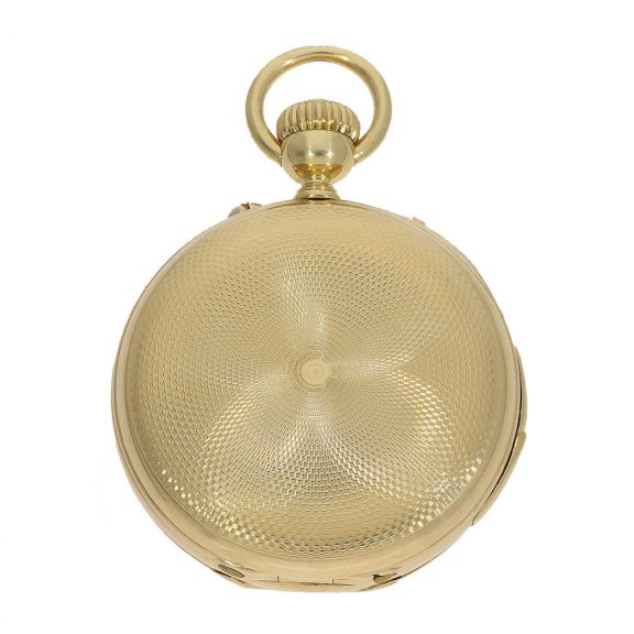 Swiss 18 Carat gold full hunter cased watch with minute repeater Circa 1860 Swiss 18 Carat gold full hunter cased watch with minute repeater Circa 1860