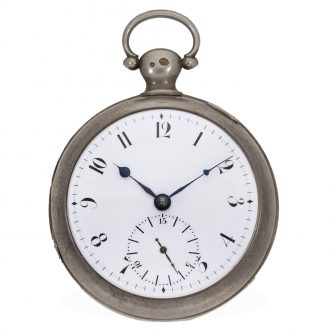 Swiss silver watch with an experimental pirouette lever escapement Circa 1821