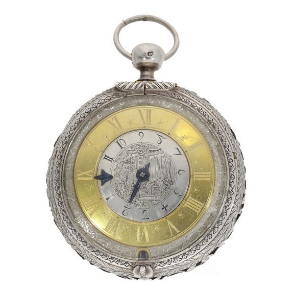 French silver early coach watch with self strike Circa 1660