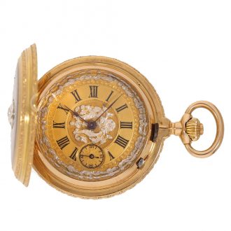 Swiss 18 carat gold and enamel fine neo Renaissance pocket watch Circa 1880