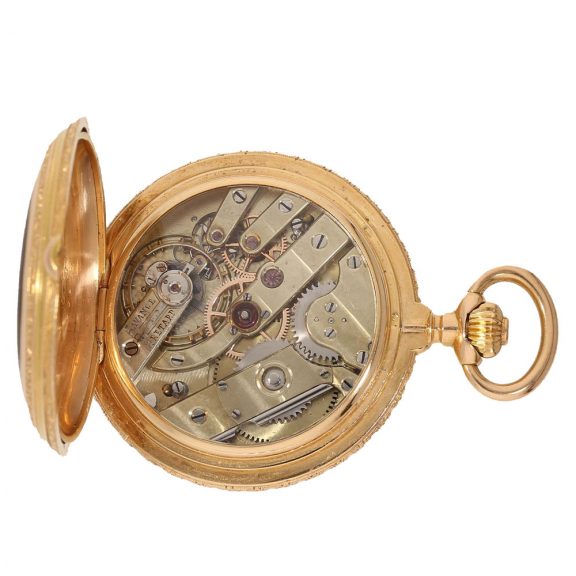 Swiss 18 carat gold and enamel fine neo Renaissance pocket watch Circa 1880 Swiss 18 carat gold and enamel fine neo Renaissance pocket watch Circa 1880
