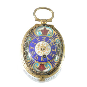 Austrian silver and enamel large oval rock crystal watch Circa 1800