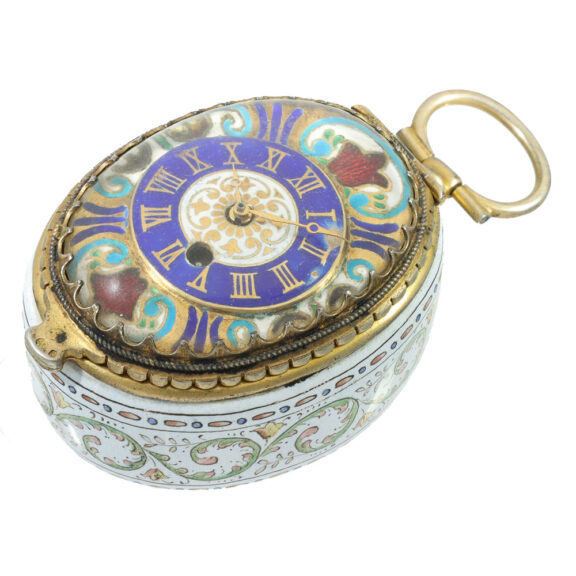Austrian silver and enamel large oval rock crystal watch Circa 1800 Austrian silver and enamel large oval rock crystal watch Circa 1800