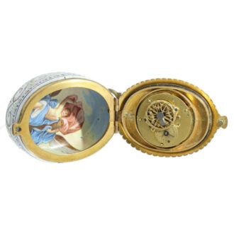 Austrian silver and enamel large oval rock crystal watch Circa 1800
