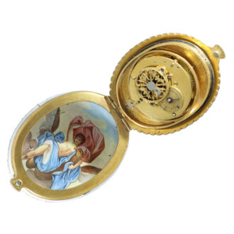 Austrian silver and enamel large oval rock crystal watch Circa 1800