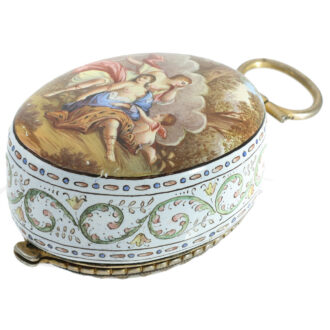Austrian silver and enamel large oval rock crystal watch Circa 1800