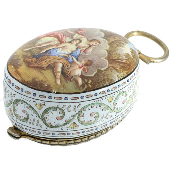 Austrian silver and enamel large oval rock crystal watch Circa 1800 Austrian silver and enamel large oval rock crystal watch Circa 1800