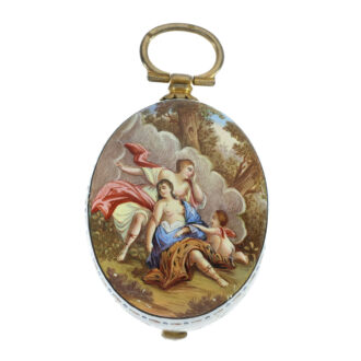 Austrian silver and enamel large oval rock crystal watch Circa 1800