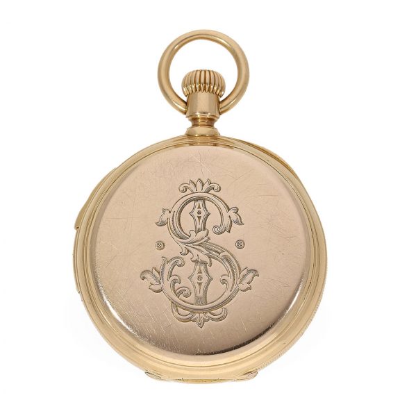 Swiss 18K gold quarter repeating pocket watch Circa 1876 Swiss 18K gold quarter repeating pocket watch Circa 1876