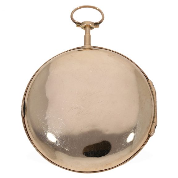 French 18 Carat large calendar watch with center seconds Circa 1780 French 18 Carat large calendar watch with center seconds Circa 1780