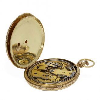 French 18 carat gold and enamel watch with erotic scene Circa 1830