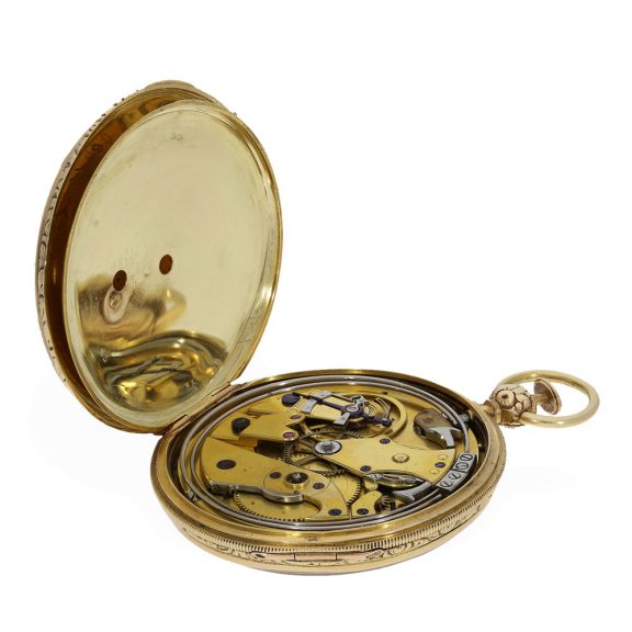 French 18 carat gold and enamel watch with erotic scene Circa 1830 French 18 carat gold and enamel watch with erotic scene Circa 1830