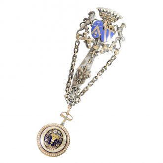 French 18 carat gold and enamel full hunter cased watch Circa 1850