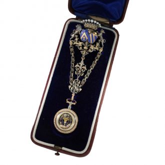 French 18 carat gold and enamel full hunter cased watch Circa 1850