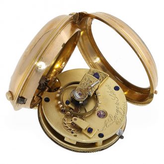 18 Carat gold German Louis XV watch with unique caliber Circa 1847