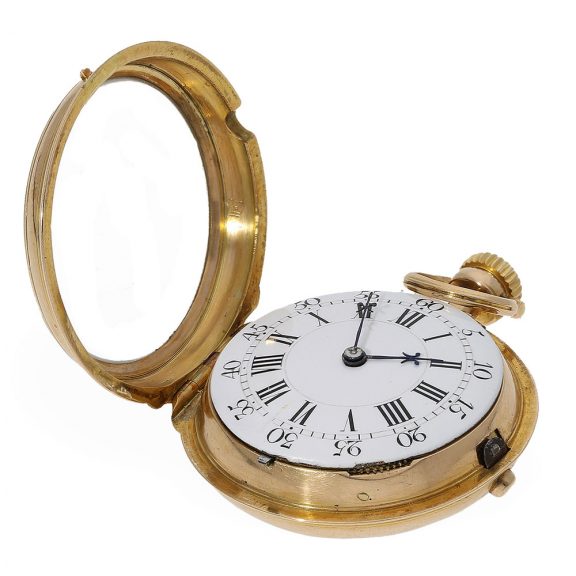 18 Carat gold German Louis XV watch with unique caliber Circa 1847 18 Carat gold German Louis XV watch with unique caliber Circa 1847