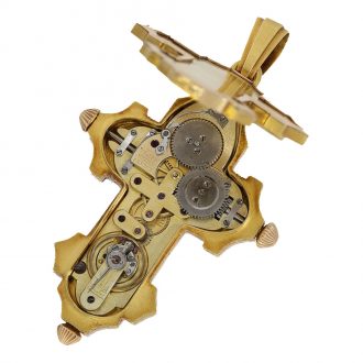 Swiss gold pendant and form watch set with diamonds Circa 1880 Swiss gold pendant and form watch set with diamonds Circa 1880