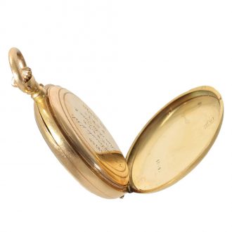 Swiss 18 carat gold pendant watch with chatelaine in original box Circa 1880